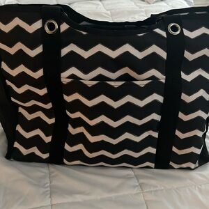 Thirty One Tote, Black and White Chevron